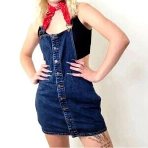 Forever 21 Dark Blue Denim Over all Dress